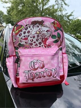 Ed Hardy Pink & Red Leopard Mini Backpack
